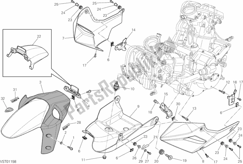 All parts for the Fairing of the Ducati Multistrada 1200 S Touring USA 2014